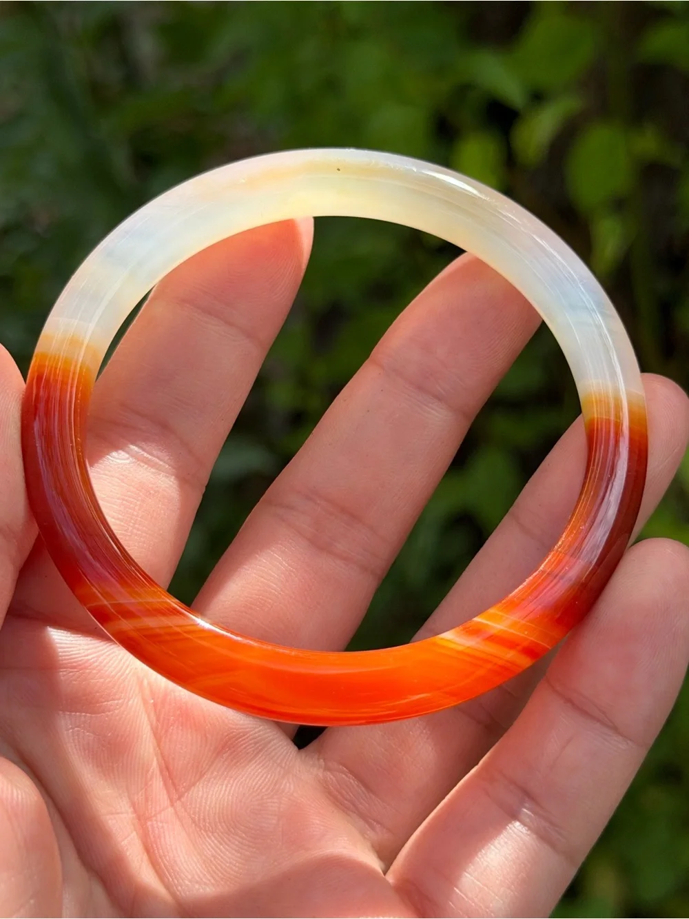 61mm inner diameter skinny banded agate carnelian bangle 1743